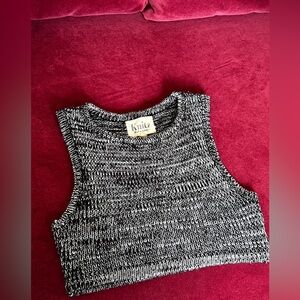 For Love And Lemons Black and White Knit Cropped Tank Top